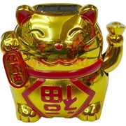 Кот Манэки-нэко на солнечных батареях золотой, 120 шт/кор