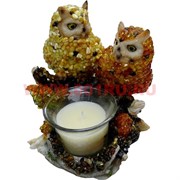 Фигурка из янтаря с подсвечником "Две совы"