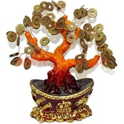 Денежное дерево 25 см с бронзовыми монетами (GV-32) на слитке