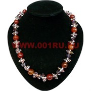 Бусы из сердолика и циркония