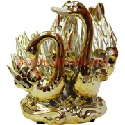 2 лебедя под золото из фарфора 14 см (804)