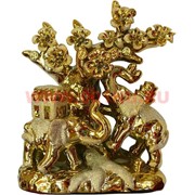 2 слона с сакурой из фарфора &quot;под золото&quot; 27 см