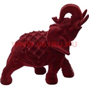 Слоник из полистоуна бордовый бархатный 18 см (760)