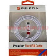 Кабель для iPhone 1 м белый GRIFFIN Flat USB Cable Premium