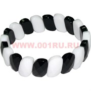 Браслет граненный из черного и белого агата
