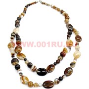 Бусы из натур.агата двойные коричневый цвет