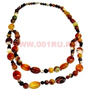 Бусы из натур.агата двойные желто-коричневый цвет