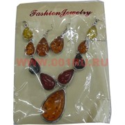 Набор: Колье и серьги из натур.янтаря крупные камни