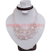 Колье из натурального камня 45 см розовый кварц