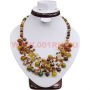 Колье из натурального камня 45 см желто-коричневый агат