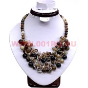 Колье из натурального камня 45 см коричневый агат