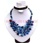 Колье из натурального камня 45 см синий агат