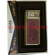 Зажигалка газовая Aurora в коже в коробочке с рисунками