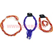 Бусы и браслет из бисера (трансформер) синий