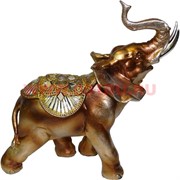 Слон полистоун (850) с золотой попоной 17,5 см