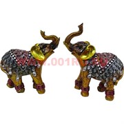 Слоники из полистоуна (702А) с попонами, пара (12,5 см высота)