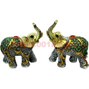 Слоники из полистоуна цветные, пара (27 см высота)