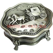 Шкатулка &quot;Карета&quot; на лапах, мельхиор (715)
