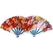 Веер ручной шелковый, цена за 12 шт, пластмассовая основа (цвета в ассортименте)