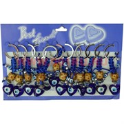 Амулет от сглаза брелок (NS-152A) деревянная бусина и стеклянное сердечко, цена за 12 штук