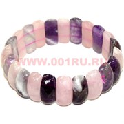 Браслет из аметиста и розового кварца граненый &quot;фасолинки&quot; 2,5 см высота