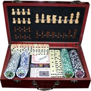 Набор игр 6 в 1 (300 фишек покерных, шахматы, домино, карты)
