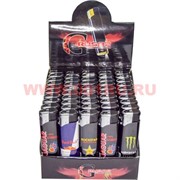 Зажигалки газовые Crusaz с надписями с фонариком 50 шт/бл
