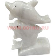 Дельфины пара из белого оникса 13,5 см (5 дюймов)