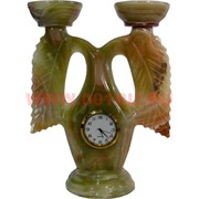 Подсвечник на 2 свечи 16 см с часами из оникса (Пакистан)