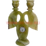 Подсвечник на 2 свечи 22 см с часами из оникса(Пакистан)