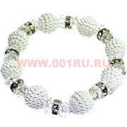 Браслет "Ягода,стразы и кристалл" (S-820) цвет белый, цена за 12 шт/уп