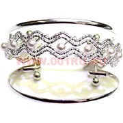 Браслет &quot;Металл и жемчуг &quot;, цена за 12 шт/уп