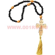 Четки с крестом (длина 30 см) 50 штук &quot;5 деревянных бусин&quot;