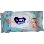 Влажные салфетки AURA для детей 100 шт с экстрактом алоэ