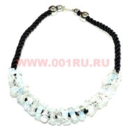 Бусы из натур.камня на кожаном ремешке 45 см лунный камень