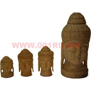 Будда набор голов 4 шт из дерева