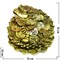 Нецке Жаба на монетах в лотосе 12см, под бронзу - фото 106734