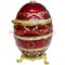 Яйцо шкатулка со стразами красная с узорами 7,6 см - фото 107129