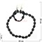 Набор 3в1 "Бусы, браслет, серьги" из черного агата (овал прессовка) - фото 134801