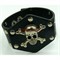 Кожаный браслет 22 см (S-99) черный с черепом 12 шт/упаковка - фото 145578