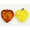 Сердца из янтаря 2 цвета (подвеска) - фото 151479