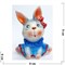 Фигурка из цветной гжели Кролик в платье Символ 2023 года - фото 187426