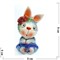 Фигурка из цветной гжели Кролик с розочкой Символ 2023 года - фото 187438
