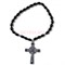 Четки христианские с крестом овальная бусина из черного агата 12 шт/упаковка - фото 205254