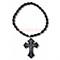Четки христианские с крестом (2221-G) овальная бусина из черного агата 12 шт/упаковка - фото 205260