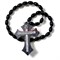 Четки христианские с крестом (2221-G) овальная бусина из черного агата 12 шт/упаковка - фото 205261