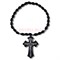 Четки христианские с крестом (2221-E) овальная бусина из черного агата 12 шт/упаковка - фото 205263