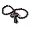 Четки христианские с крестом (2221-E) овальная бусина из черного агата 12 шт/упаковка - фото 205264