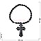 Четки христианские с крестом (2221-E) овальная бусина из черного агата 12 шт/упаковка - фото 205265