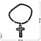 Четки христианские с крестом (2221-A) овальная бусина из черного агата 12 шт/упаковка - фото 205275
